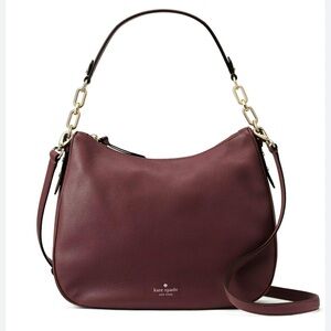 Kate Spade Mulberry Street Vivian Shoulder Bag, Pebbled Leather, Burgundy, Large